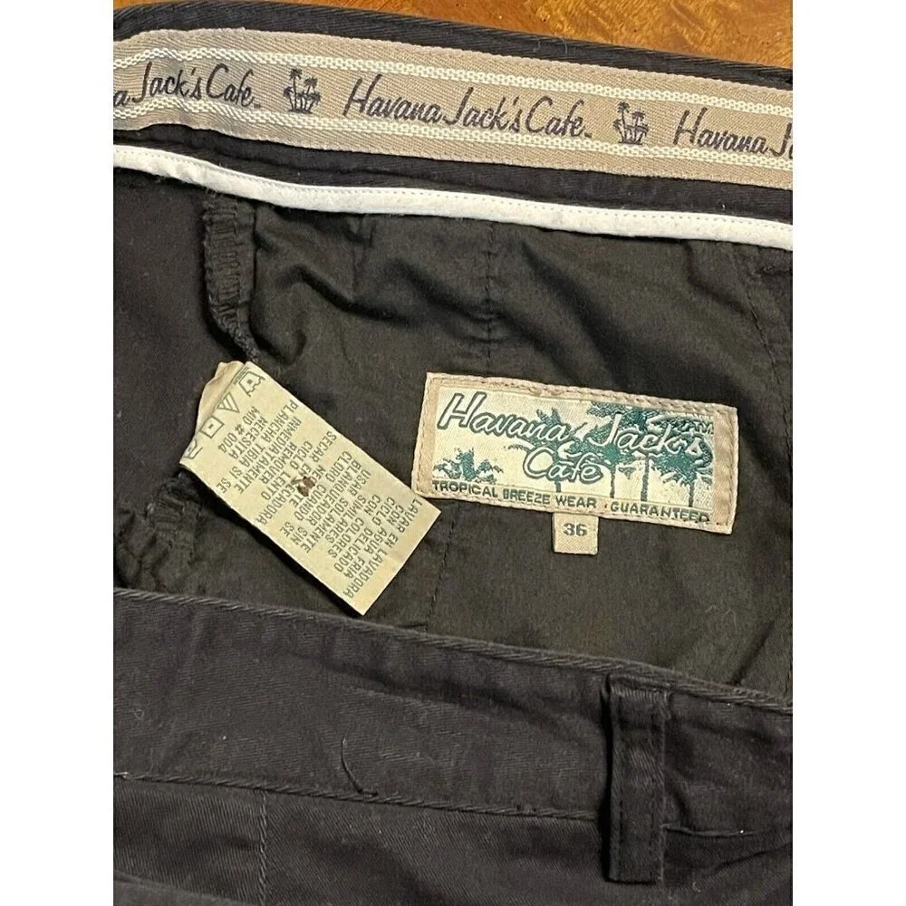 Havana Jacks Cafe Men's Shorts Black Flat Front Tropical Breezewear Size 36